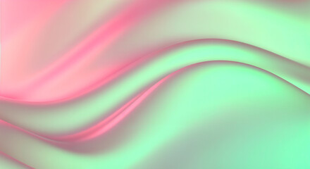 Poster - Smooth pastel pink and green gradient creating gentle, flowing waves, ideal for backgrounds and design projects