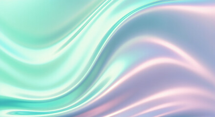 Poster - Pastel holographic gradient background with flowing and waving shapes, perfect for modern and trendy designs