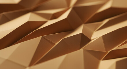 Poster - Abstract golden low poly triangular geometric surface forming an interesting pattern of shadows and lights