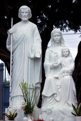 Wall Mural - Tac Say Catholic Church. The Holy family. Mary, Joseph and Jesus.  Bac Lieu. Vietnam. .