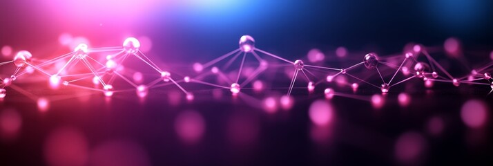 Poster - Molecular Structure, Connected Spheres on Purple And Blue Background, Science, Chemistry, Laboratory