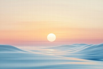 Aufkleber - Soft pastel sunrise over gentle ocean waves creating a serene and peaceful atmosphere at dawn. Generative AI