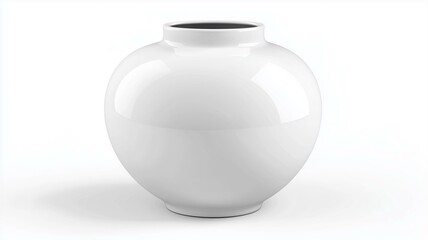 Wall Mural - Photorealistic image of a white ceramic vase with minimalist design, isolated on a white background
