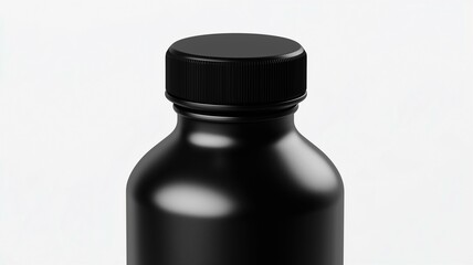 Wall Mural - Ultra-realistic image of a sleek black water bottle with a screw-on lid, isolated on a white background
