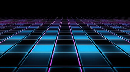 Poster - Dynamic neon grid pattern abstract visuals digital art virtual environment low angle futuristic design for creative inspiration