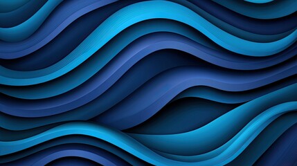 Aufkleber - Abstract action of flowing waves digital art creation blue color palette modern design high-contrast environment