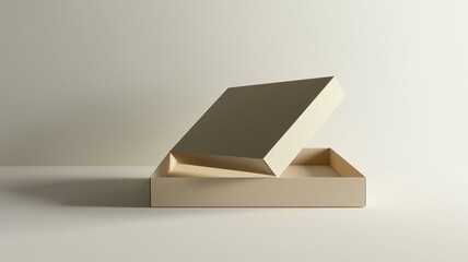 Wall Mural - A photorealistic image of a plain cardboard box with an open flap on a white background
