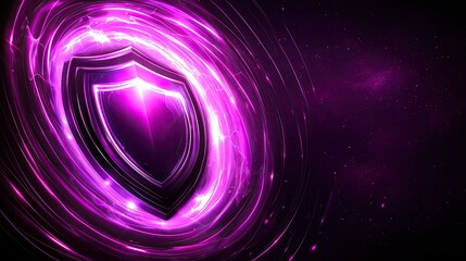 Poster - Dynamic shield animation digital realm graphic design futuristic environment abstract viewpoint cybersecurity concept