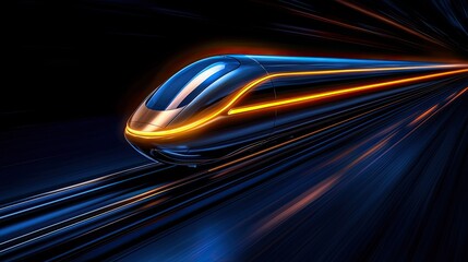 Poster - Futuristic high-speed train racing through a neon cityscape digital art dynamic environment night view