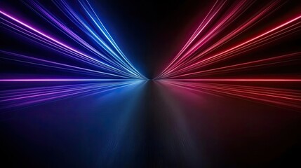 Poster - Dynamic light beams creating visual symphony digital space abstract art dark environment wide angle view motion concept