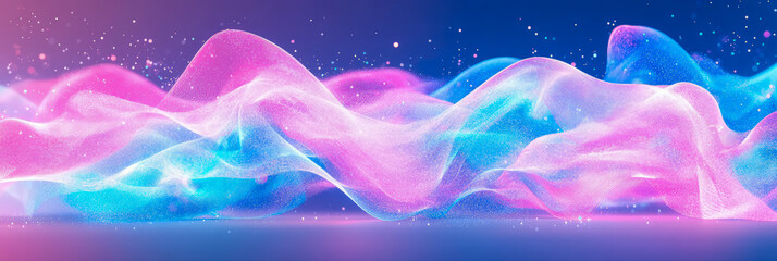 Leinwandbilder - Abstract Pink and Blue Wave with Sparkle Background: A Stunning Digital Art Creation