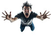 © SaroStock - Person screaming with outstretched arms on a transparent background captured in a dramatic moment of emotion and energy