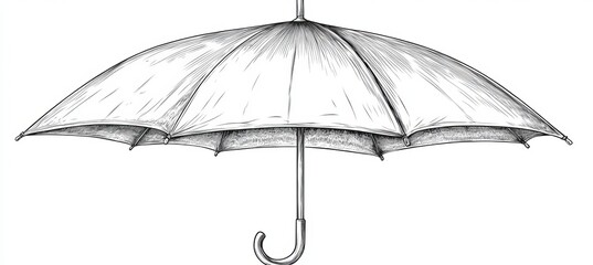 Wall Mural - vector line art illustration of classic opened umbrella, protective accessory for coloring books