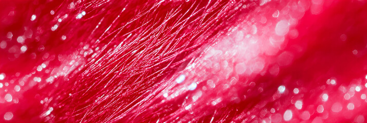 Wall Mural - Close-up view of shiny red fibers with sparkling details reflecting light