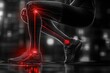© ERiK - Illustration showcasing human leg biomechanics with highlighted joints representing modern technology and anatomy concepts.
