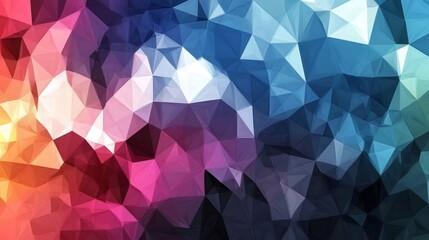 Poster - Polygonal geometric design creating a colorful abstract background with blue, purple, pink and orange triangles