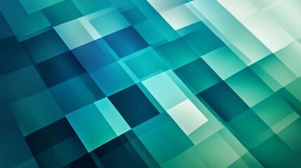 Poster - Turquoise and light green overlapping squares creating a diagonal pattern, ideal for websites, presentations, or digital art