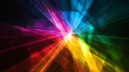 Poster - colorful rays bursting from the center create a vibrant abstract background, radiating energy and dy