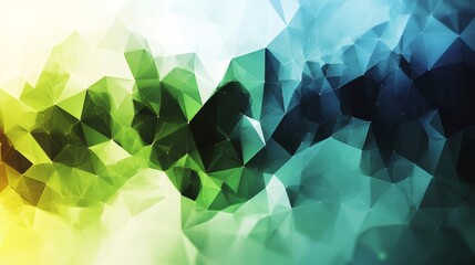 Aufkleber - Geometric polygon pattern with gradient shifting from vivid yellow through emerald green, azure blue, merging into deep graphite black