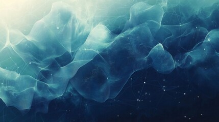 Aufkleber - Fluid blue digital waves with dynamic particle mesh, representing technological movement and digital connectivity