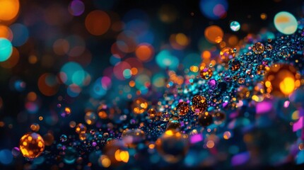 Poster - colorful background with various light effects, creating a vibrant and dynamic visual experience. The overall color scheme is rich and varied, featuring shades of blue, orange, and purple, adding to t