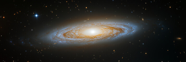space background with spiral galaxy and stars