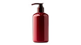 Red shampoo bottle with pump dispenser elegant design, isolated on transparent background