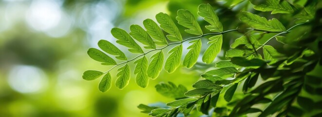 Wall Mural - green leaves with a blurred background, a concept for environment protection and natural ecology wal