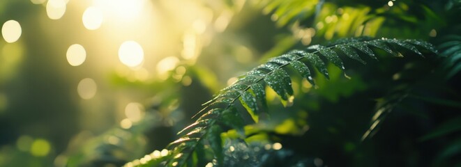 Wall Mural - green leaves, a nature background with sunlight and bokeh for an eco concept blurred greenery landsc