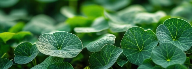 Wall Mural - beautiful green leaves on a blurred background with copy space for a nature and environment concept,