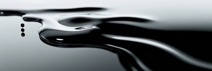 Leinwandbilder - Shiny black oil puddle reflecting soft light in a subtle and minimalist setting. Generative AI