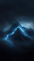 Wall Mural - a mountain range with a blue lightning bolt running down its side