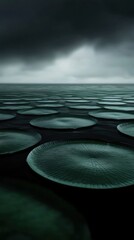 Wall Mural - a dark and stormy ocean with a lot of green plants