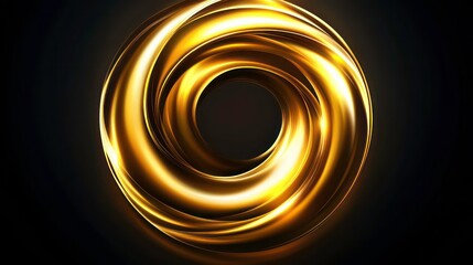 Wall Mural - abstract golden light swirl design on dark background