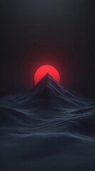 Wall Mural - a mountain with a red sun in the sky