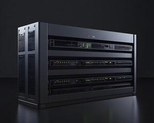 Poster - A modern server rack showcasing advanced computing equipment and sleek design.