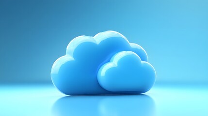 Poster - A serene blue cloud icon represents digital storage and connectivity. The smooth contours and vibrant color evoke a sense of innovation and modernity in technology.