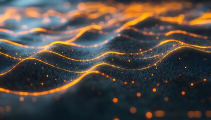 Poster - A stunning abstract representation of flowing waves of light and particles. This image showcases a dynamic blend of colors, creating a visual experience that captivates the viewer.