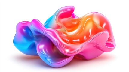 Poster - abstract colorful gradient blob shape with a smooth and fluid form, blending vibrant hues of pink, b