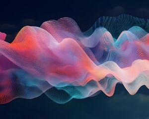 Poster - Abstract digital waves in vibrant colors create a sense of movement and depth, ideal for backgrounds, designs, and modern art projects.