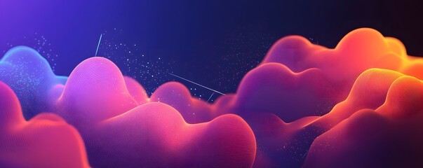 Poster - An abstract composition featuring vibrant colored clouds in purple and orange hues, creating a dreamlike atmosphere ideal for digital designs or artistic projects.