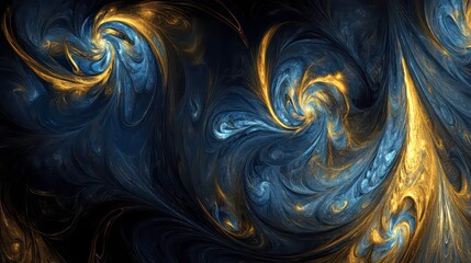 Wall Mural - abstract blue and gold marbled texture with swirling patterns and rich color