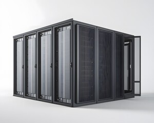 Poster - Modern data center with server racks and advanced cooling systems for efficient computing.