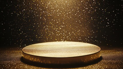 Wall Mural - abstract background gold light glitter show stage. podium background.