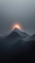 Canvas Print - A mountain with a sun rising over it