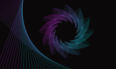 Wall Mural - Spirograph abstract element on a black background