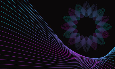 Wall Mural - Spirograph abstract element on a black background