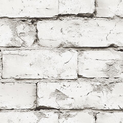 Aufkleber - White brick wall texture with cracks and chipped paint