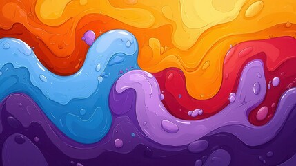 Poster - Colorful abstract waves representing fluid dynamics in a vibrant, artistic style.