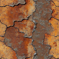 Aufkleber - Cracked rusted surface with orange and brown tones texture pattern